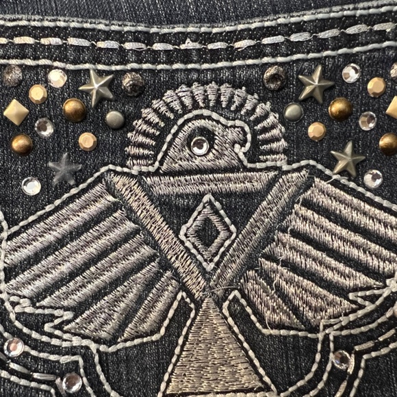 Wrangler Rock 47Jeans Women’s 29x34 Embroidered Stitched Low Rise Flare Boot Cut - Picture 16 of 16